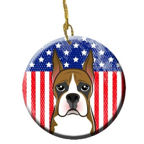 Carolines Treasures BB2153CO1 American Flag & Boxer Ceramic Ornament
