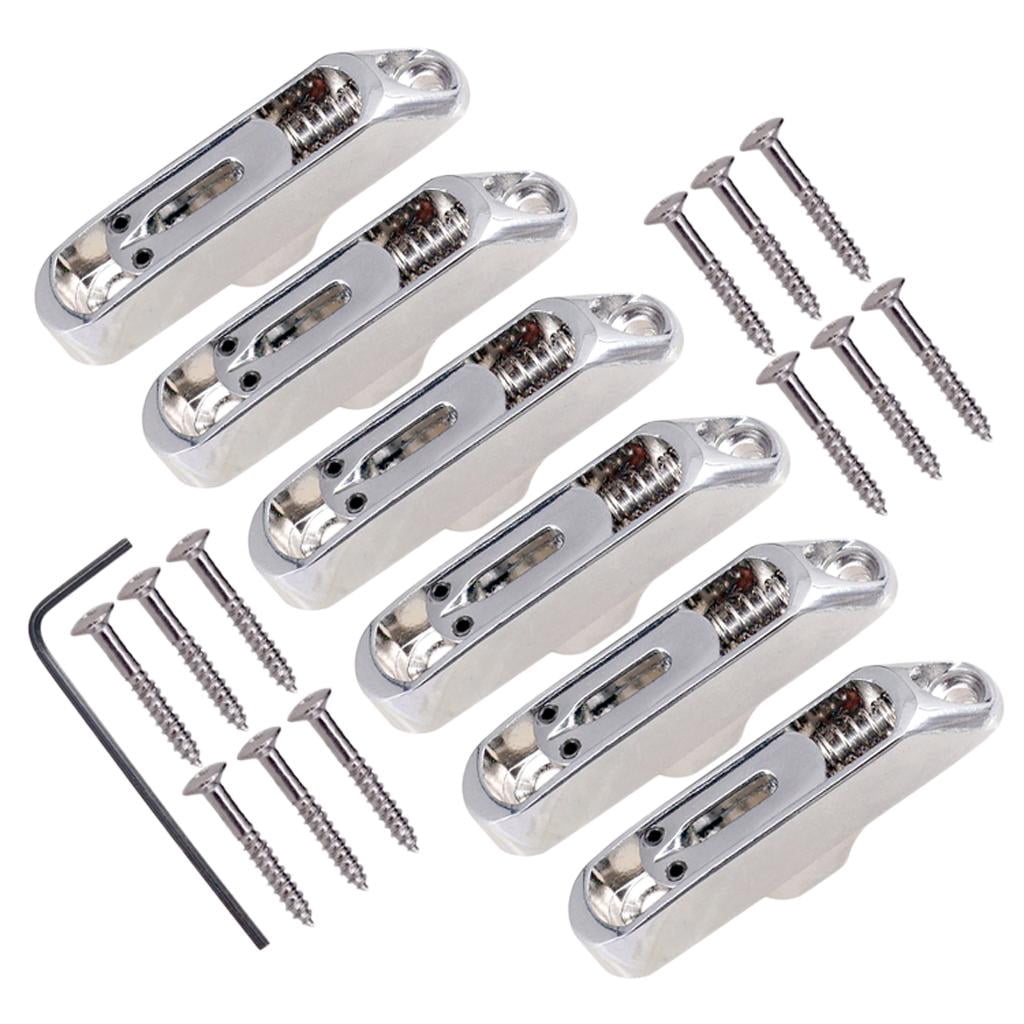 Dualoai Guitar Bridge Tailpiece Hex Wrench Set with Screws For 6-String Electric Guitar Silver