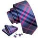 thumbnail image 2 of Juego de corbatas Barry.Wang, corbata de seda a cuadros, 150 cm, con gemelos, 2 of 6