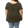 thumbnail image 4 of CHOK Tuniques à Boutons Henley à Col en V pour Femmes Grande Taille, Hauts Décontractés à Manches Courtes, Chemisiers, 4 of 6