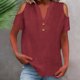 thumbnail image 2 of Loose Off The Shoulder Tops For Women Color Sólido Cuello en V Linen Feel Camiseta de Manga Corta, Tops de Lino para Mujeres Loose Fit Verano, 2 of 9