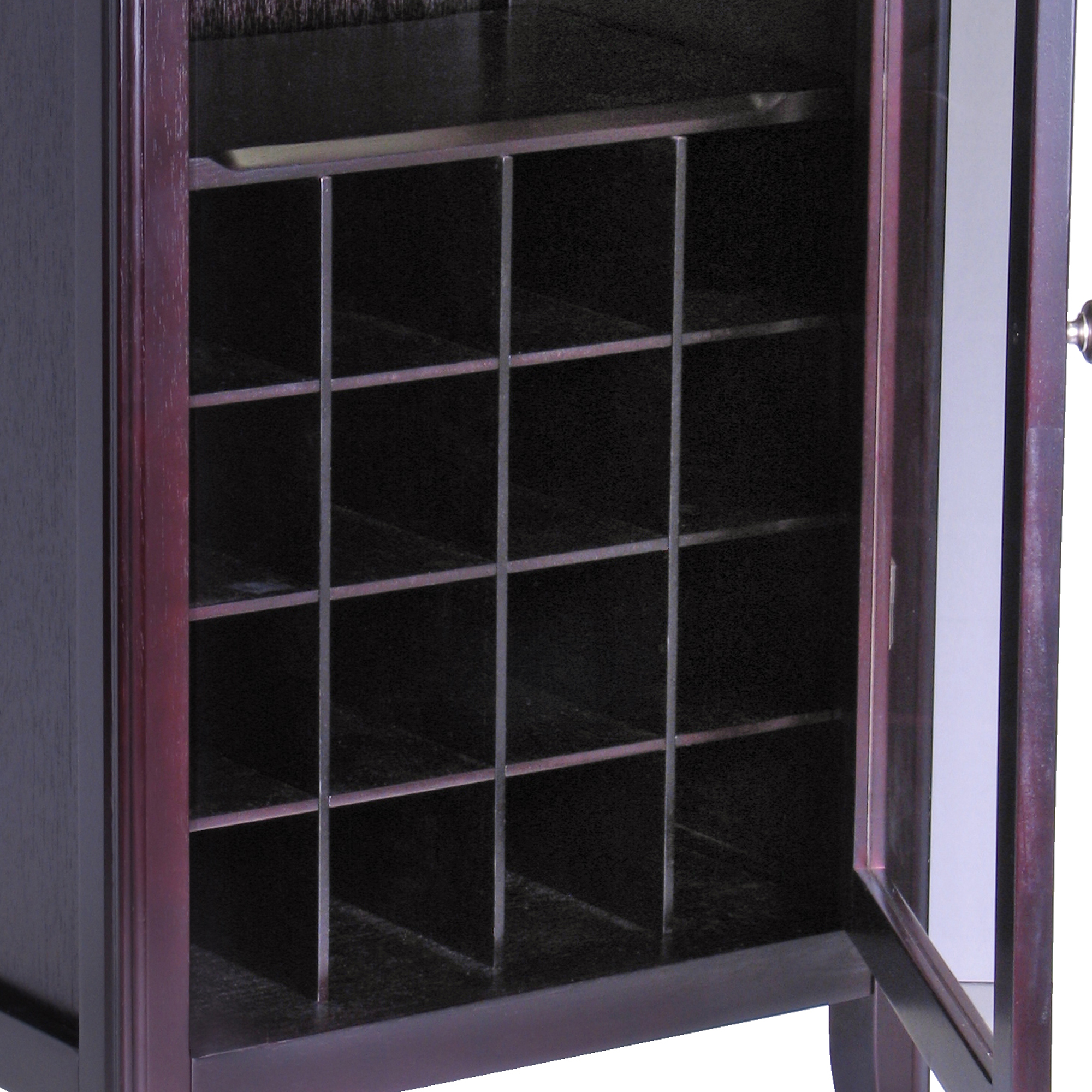 Winsome Wood Ryan 16-Bottle Wine Cabinet with Display Glass Door, Espresso Finish - image 4 of 5
