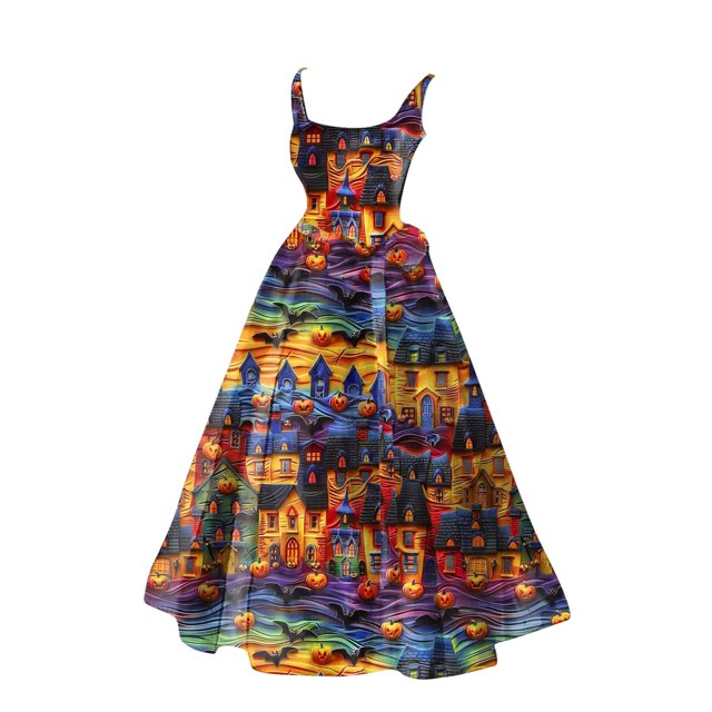 WEAIXIMIUNG Robe Dorée pour Femmes Robe Évasée Imprimée Sans Manches Robe Tunique Robes d'Invité de Mariage m