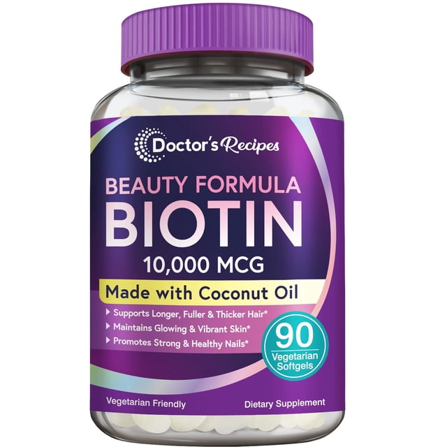 Suplemento de biotina de 10,000 mcg de Doctor's Recipes para cabello, piel y uñas