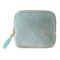thumbnail image 2 of 1PC Velvet Travel Jewelry Organizer Bag with Zippered Pockets,Portable Storage Case for Rings Earrings,Compact Jewelry Roll for Women,Travel Pouch,Jewelry Organizer for Travel,Light blue, 2 of 10
