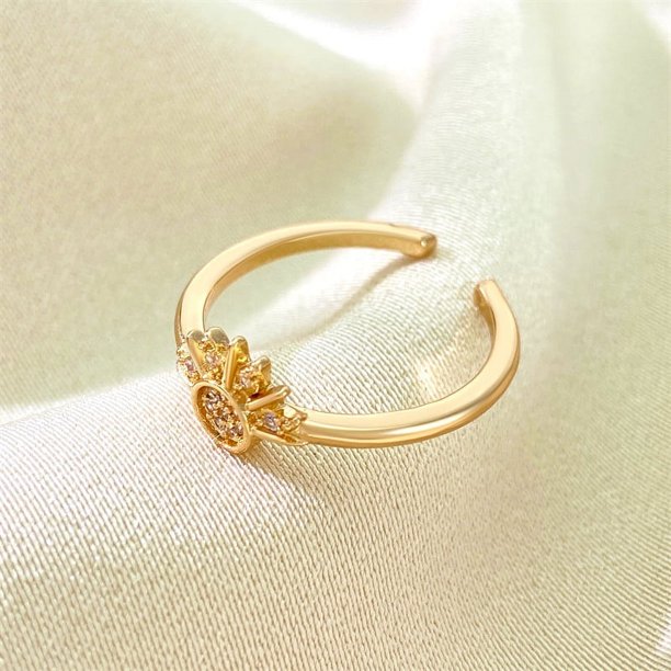 New Adjustable Sun and Moon Overlapping Wear Ring for Women Girls 2024 Sparkling Couple Rings Set Finger Wedding Jewelry Gifts