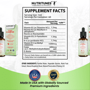 NUTRITUNES Liquid Vitamin B Complex Drops – High Potency B-Vitamin Supplement, Strawberry, 2oz