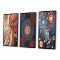 thumbnail image 3 of Designart "Amber Tinged Circular Dot Aboriginal Art IV" Transitional Framed Wall Art Set Of 3 - Red Abstract Transitional Frame Gallery Set For Office Decor, 3 of 6