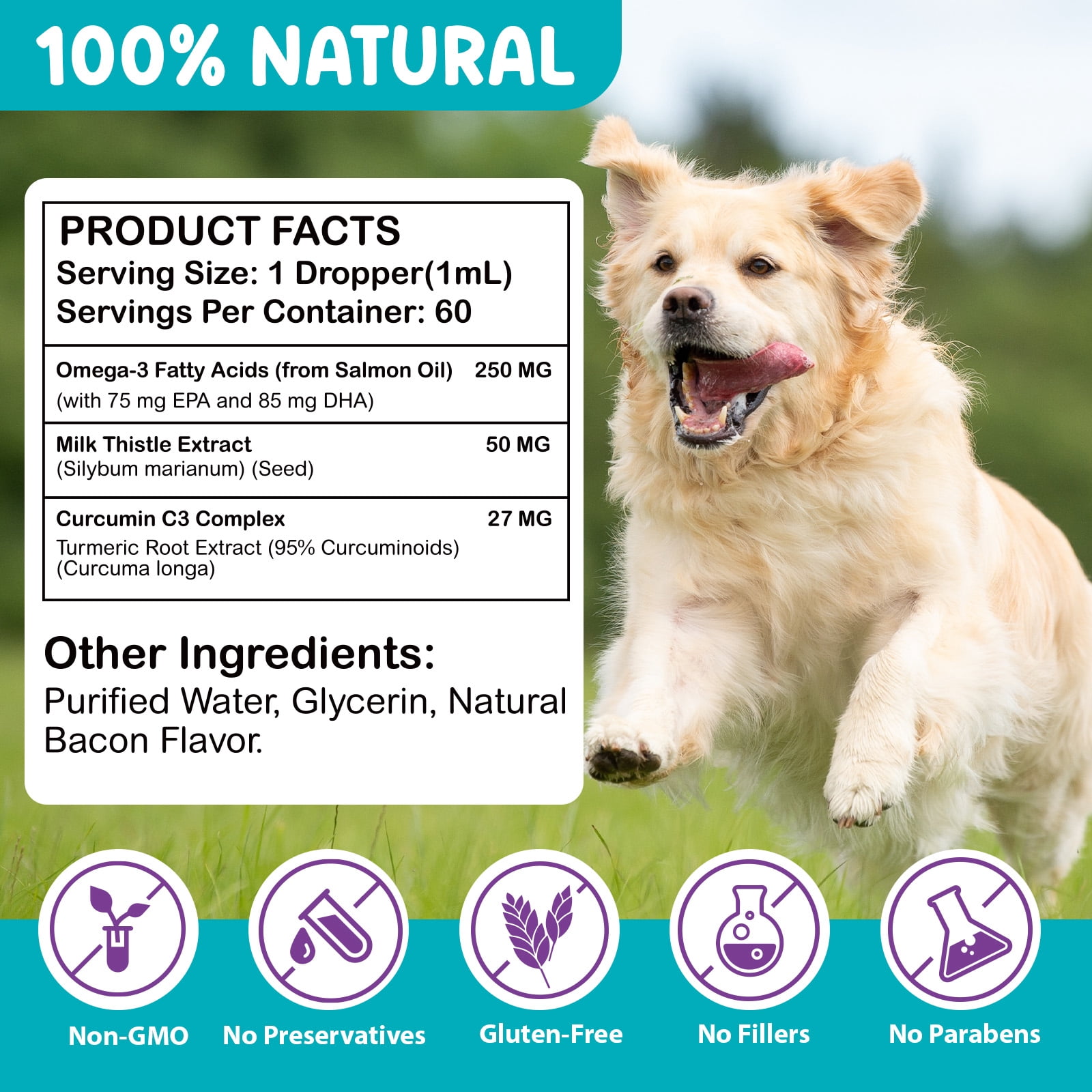Petpya Milk Thistle for Dogs 3PC Organic Liver Support, Detox & Kidney with Antioxidants & Silymarins, Boost Immunity 60ML