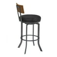 thumbnail image 4 of Ojai 30" Bar Height Metal Swivel Barstool in Vintage Black Faux Leather with Mineral Finish and Walnut Wood Back, 4 of 5
