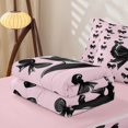 thumbnail image 5 of Homewish Purple Bow Tie Zipper Twin Comforter Sets with Fitted Sheet and 2 Pillowcases For Girls,3D Cartoon Heart Print Kids Zipper Bedding Set,Pink Reversible,4-Piece, 5 of 7
