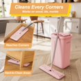 thumbnail image 2 of Flat Mop, Microfiber Mops for Floor & Wall Cleaning, 60" Long Handle with Flexible 13" Flat  - Pink, 2 of 8