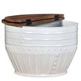 thumbnail image 3 of vidaXL Coffee Table Solid Reclaimed Wood White Barrel Shape, 3 of 5