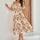 thumbnail image 4 of Vestido Midi De Playa Vestido midi de playa para mujer Vestido de verano a la moda con mangas abullonadas y estampado floral (Naranja S) Ygjytge para Mujer Naranja T 3EG, 4 of 6