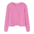 thumbnail image 4 of SGMVNU Cropped Cardigan Sweaters for Womens Button Up Long Sleeve Crewneck Fall Dressy Casual Knit Sweater Jackets(Red, One Size), 4 of 4