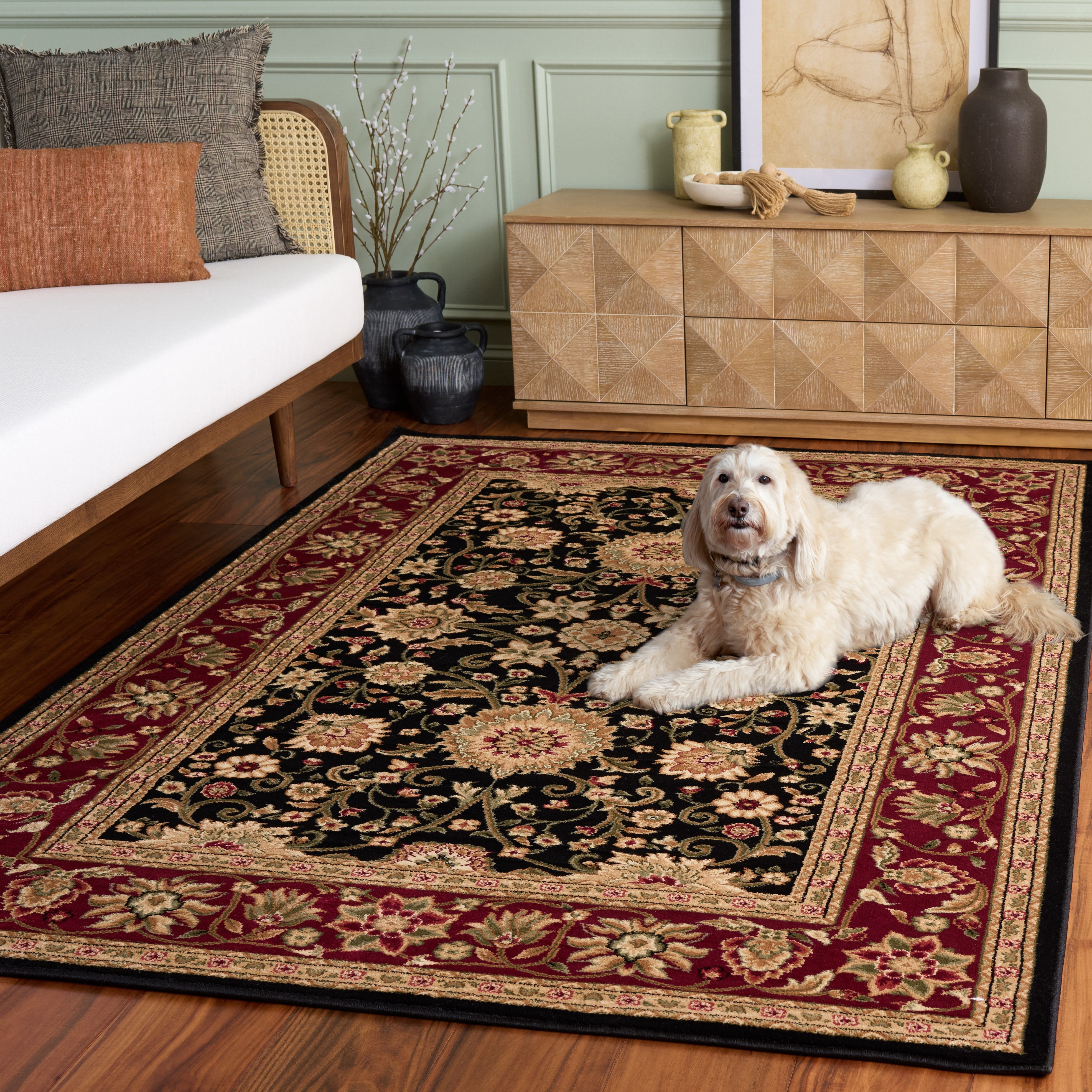 Safavieh Lyndhurst Victoria Floral Area Rug, Black/Red, 4' x 6'