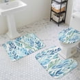 thumbnail image 3 of Blue Green Coral Bathroom Rugs Set Vintage Watercolor Seagrass Ocean Plant Marine Life Non Slip Absorbent Bath Mats 3 Piece Set with Bathroom Rug, U-Shaped Floor Mat, Toilet Seat Cover Large Size, 3 of 9