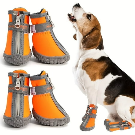 ENIYUU 4pcs Dog Shoes For Small Dogs Dog Boots & Paw Protector For Winter Snow Day Summer Hot Pavement Waterproof In Rain Weather Outdoor Hiking Indoor Pet Shoes