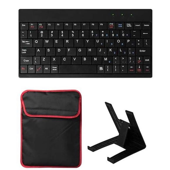 Fresh Fab Finds FFF-Black-GPCT324 Tablet PC Sleeve Bag Case Stand for Tablet Under 10 in. with USB Mini Keyboard Two Layer Pockets, Black