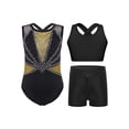 thumbnail image 2 of TSSOE Gymnastics Leotard for Girls Sparkle Sleeveless Unitard Biketard Bodysuit Jumpsuit Vest with Gym Dance Shorts Set Black Gold 12, 2 of 4