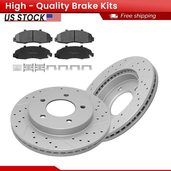 ACB ZONE Front Brake Kits for 1997-2003 Ford F-150, Drilled Slotted Disc Brake Rotors and Ceramic Brake Pads