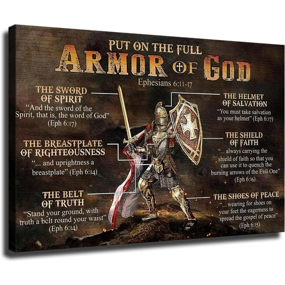 Warrior of God, Put on full Armor of God Poster for Bedroom,wall Posters Poster Home Decor Canvas Printins Wall Art Picture (8x12inch-Framed)