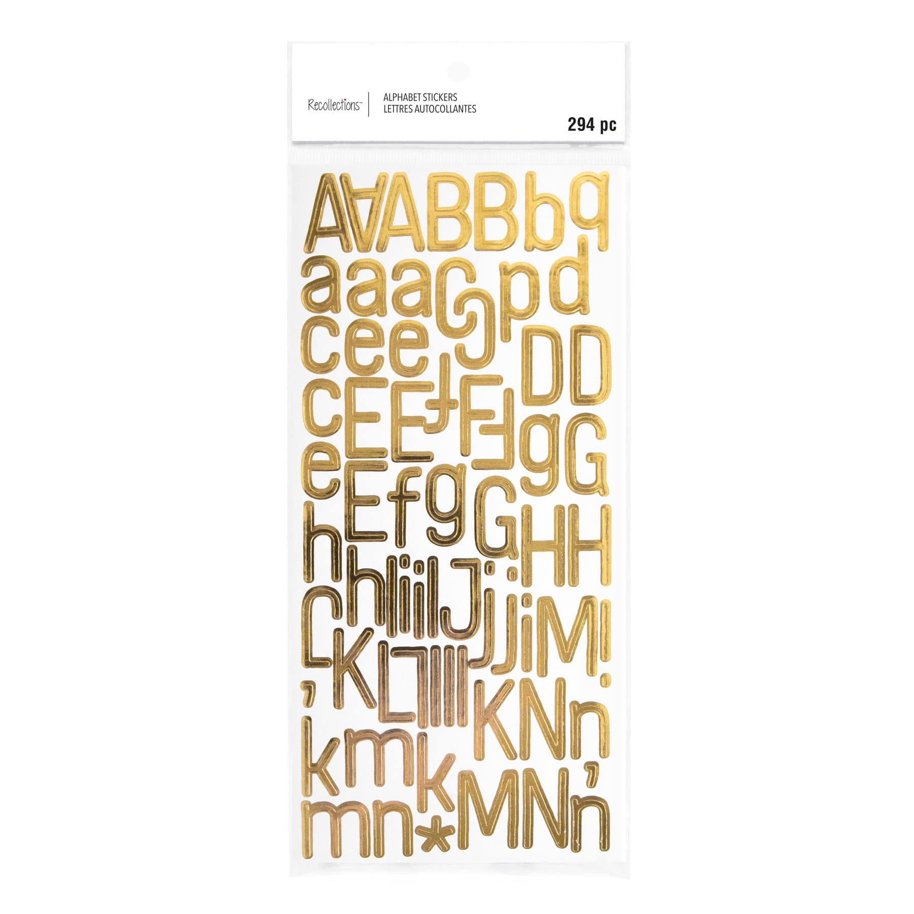 Recollections Gold Foil Skinny Alphabet Stickers, 12 Pack