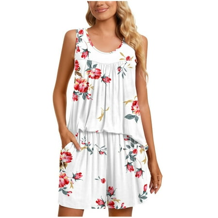 

Auroural Womens Sets Outfit Clearance 2PC Women s Round Neck Shorts Sleeve Two-piece Comfortable Home Pajamas Set Sports Set