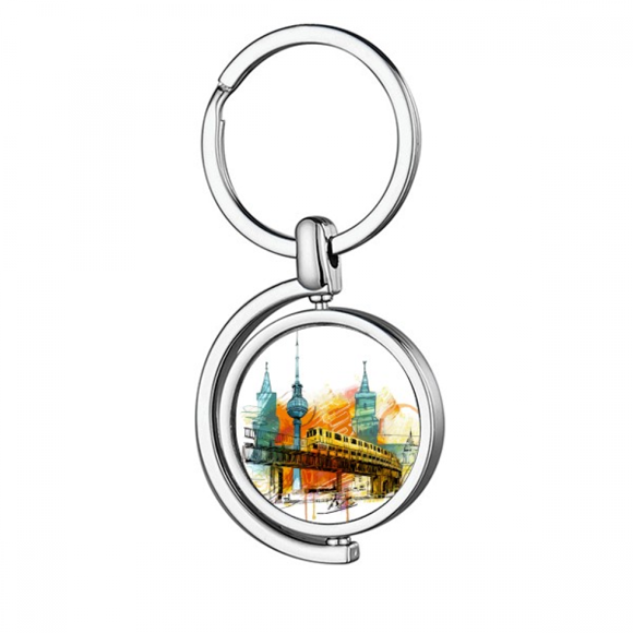 Tokyo Japan Rail Train Tower Rotating Keychain Metal Keyring Holder