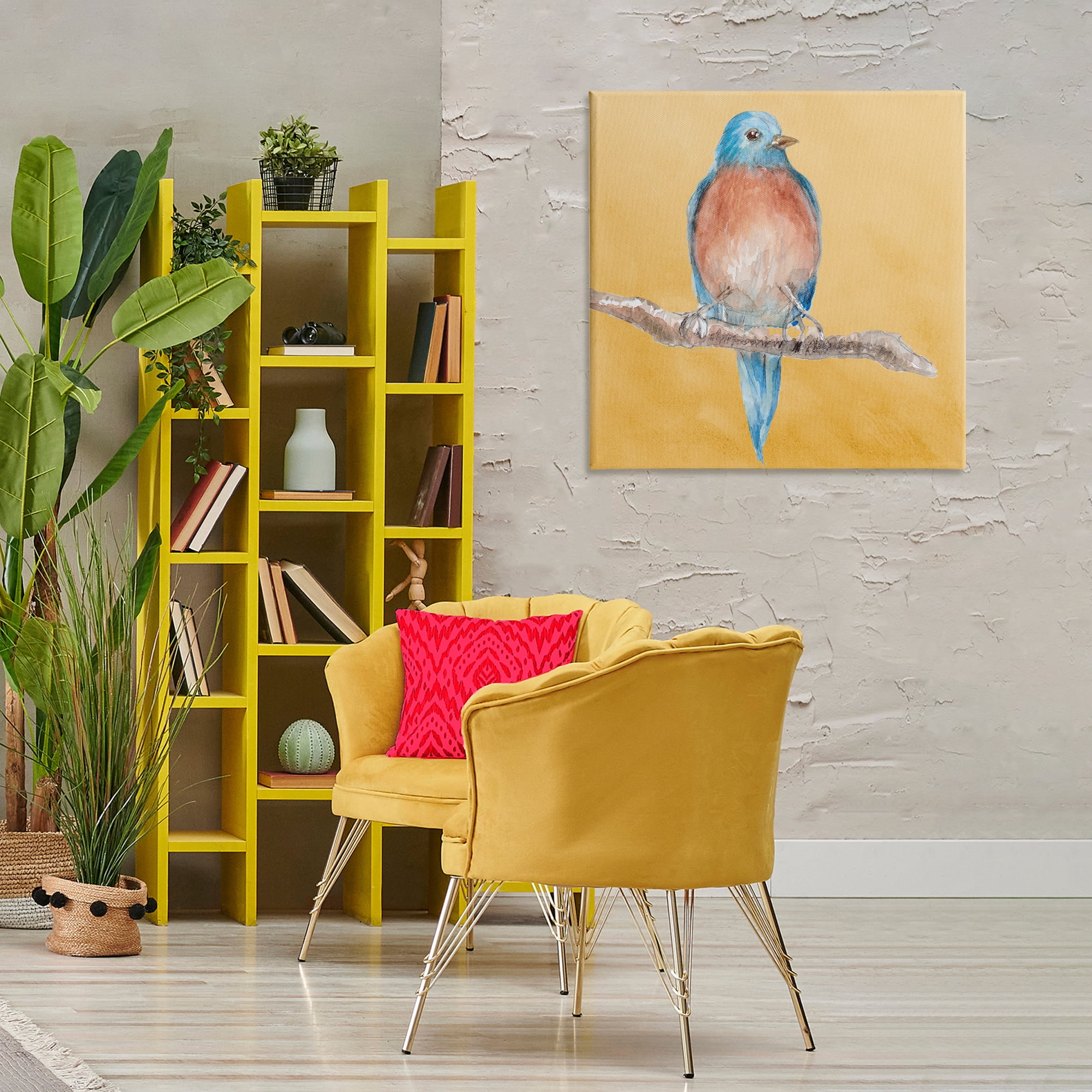 Stupell Industries Traditional Bluebird Perched Animals & Insects Painting Gallery Wrapped Canvas Art Print Wall Art, 30 x 30