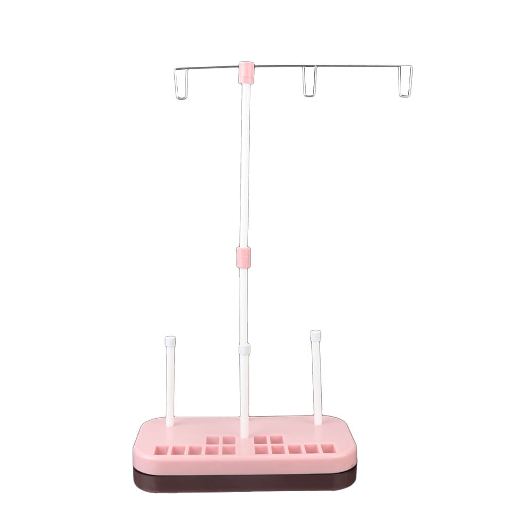 Light Weight Thread Stand - 3 Spools Holder For Domestic (Home-Base)  Embroidery And Sewing Machines - Pink