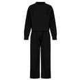 thumbnail image 5 of qolati Women 2 Piece Outfits Long Sleeve Crop Pullover Tops Elastic Waisted Wide Leg Pants Loungwear Tracksuits Y2k Fall Clothes Casual Sweatsuit Matching Sets, 5 of 6