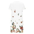 thumbnail image 4 of HOMBOM Summer Dresses for Women Crew Neck Short Sleeve Mid-Length White A-Line Pocket 2024 Vacation Casual Ethnic Floral Dress L, 4 of 5