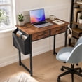 thumbnail image 3 of edx Small Desk with Drawers Storage Bag Iron Hook, 32 Inch Computer Desk Modern Gaming Writing Desk Study Table for Home Office, Brown Rust, 3 of 9