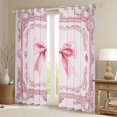 thumbnail image 2 of Feelyou Girl Cartoon Ribbon Black Out Curtains, Western Flower Floral Curtains Pack of 2 (42x63 Each), Mandala Pink Damask Bedroom Curtains, Blackout Curtains Home Decor, 2 of 6