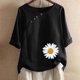 thumbnail image 3 of Blusas de Manga Corta para las Mujeres Impresas Cuello Redondo Camiseta Casual, Blusa de Algodón de Imitación para las Mujeres, 3 of 4