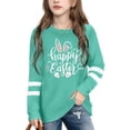 thumbnail image 2 of JAJAHO Happy Easter Shirts For Girls Long Sleeve Graphic Tee Striped Soft Casual Crew Neck Loose Fit Letter T Shirt For Kids 3-14 Years Festival Trendy Tops, 2 of 3