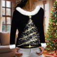 thumbnail image 6 of qucoqpe Women's Christmas Print Crewneck Sweatshirt, Funny Long Sleeve Knit Pullover Top, 6 of 8