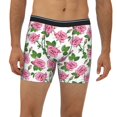 thumbnail image 2 of Men'S Boxer Briefs, Green Pink Rose Flowers Soft And Breathable Mens Underwear Boxer Briefs With Widen Waist, 2 of 2
