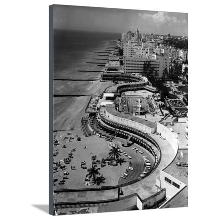Nyc Hotel With Balcony A View of the Fontainebleau from a Hotel Room Balcony, C.1960 Stretched Canvas Print Wall Art ()