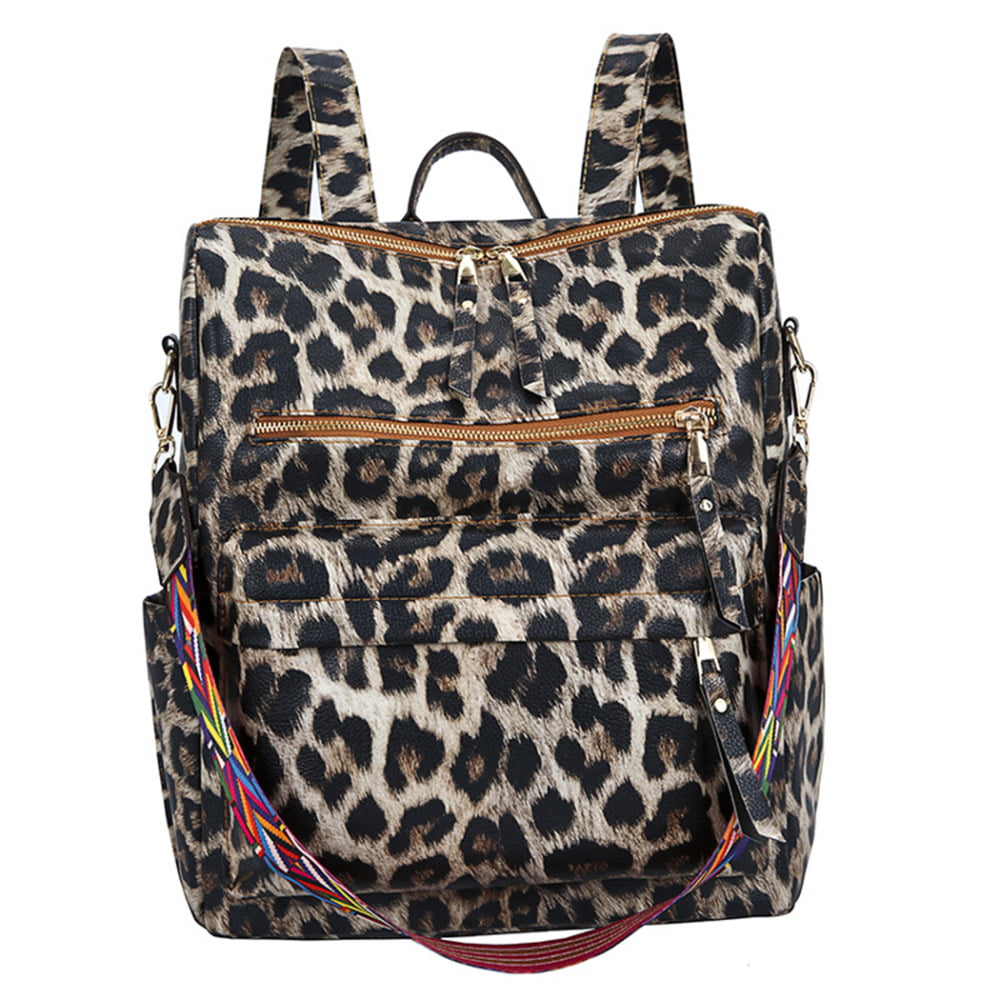 Leopard Design Cute School Backpack for Women Men Fashion Hiking Travel Bag