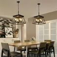 thumbnail image 2 of Retro Farmhouse Chandelier for Dining Room, Kitchen Island Pendant Lighting with 4-Lights(No bulb), Classic Ceiling Pendant Lighting Lamp for Living Room, Walnut + Black, 2 of 6