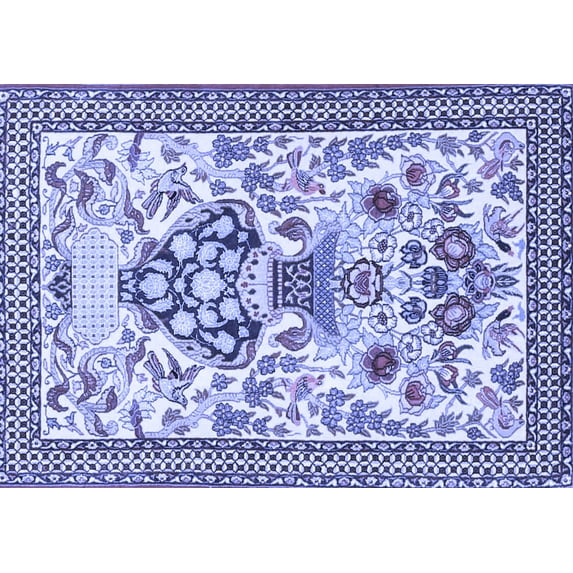 Ahgly Company Machine Washable Indoor Rectangle Animal Blue Traditional Area Rugs, 7' x 10'