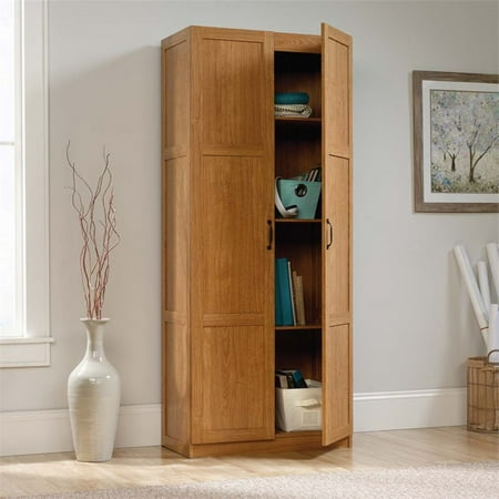 Sauder Storage Cabinet, Highland Oak Finish