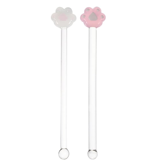 COSMOBETTY Creative Stirring Sticks for Mixing Drinks Transparent Glass 2pcs Efficient Anti-skid Design