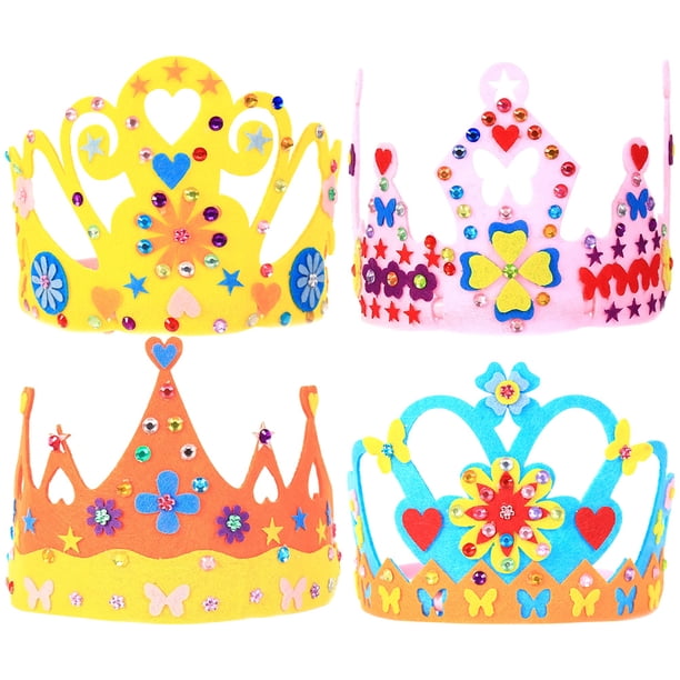 KAKOWELY Kit de 4 juegos de coronas para niños, coronas de cumpleaños, sombreros de cumpleaños decorativos