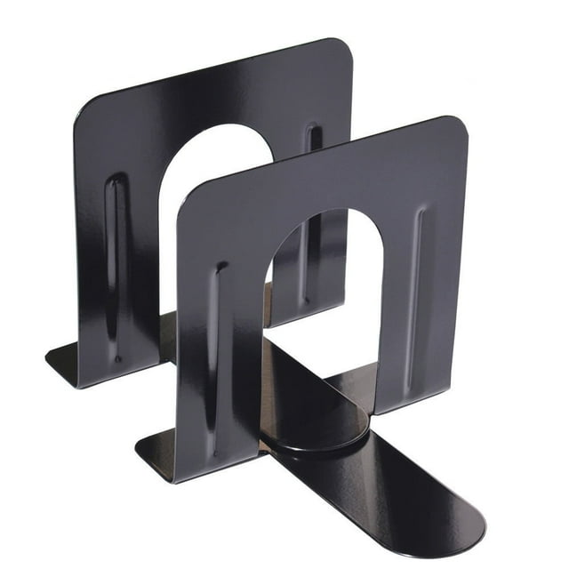 Universal Economy Black Bookends Heavy Gauge Steel, Standard 4.75 X 5.25 Inch Book Ends for Heavy Books Files, Reinforced Ribbing Metal Book Stopper for , 2Pc Book Baffle, Book Clip, Book Holder