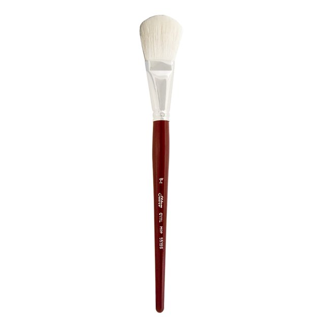 Silver Brush Limited 5519S Silver Mop - Pincel ovalado blanco para óleo, acrílico y acuarela, mango corto, tamaño 1"