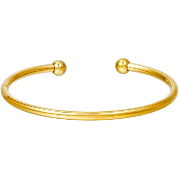 Stainless Steel Classic Plain Bead Style Open Cuff Bangle Bracelet