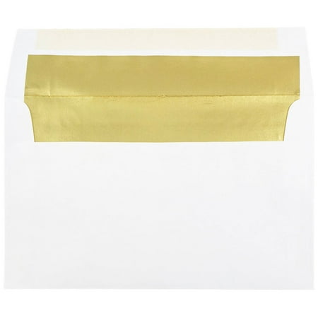 UPC: 0609613738333 | JAM A10 Foil Lined Invitation Envelopes  6 x 9 1/2  White with Gold Foil  25/Pack